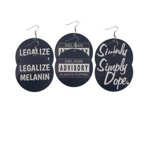 3 Pairs MEDIUM Statement Dangle Drop Wood Earrings Bundle